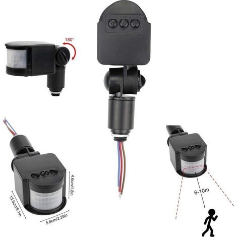 Interrupteur de capteur de mouvement infrarouge automatique PIR DC 12 V pour projecteur LED (1/5)