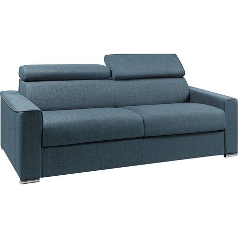 Divano letto 4 posti ribalta doghe larghe memory foam - Letto: 160 cm x 22 cm Tessuto Blu - VIZIR