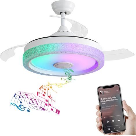 Moderner, unsichtbarer Deckenventilator (107 cm/42 Zoll), 3 ABS-Flügel, Fernbedienung, reversibler Gleichstrommotor mit 32-W-LED-Beleuchtung (1/5)