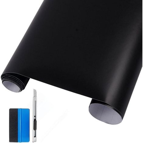 Auto Folie Schwarz Matt Carbon Vinyl Blasenfrei mit Zubehör 30x150cm (1/5)