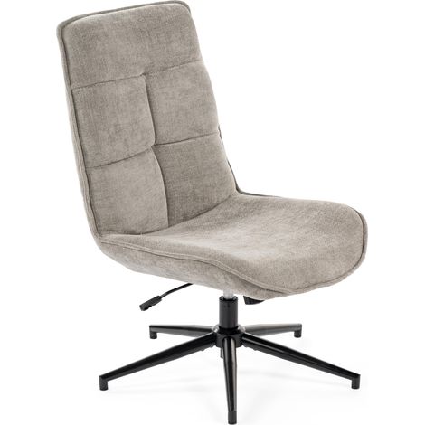 Meuble Cosy Fauteuil Salon Chaise de Coiffeuse Fonction d'inclinaison Pivotant sur 360° pour Chambre Bureau Jambes Croisées avec Dossier sans roulettes en Tissu Chenille Gris (1/5)