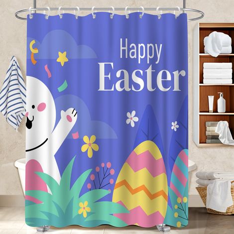 Rideau de douche en polyester 180x180 bordure lestée bâche de douche pour créer une ambiance spa (1/5)
