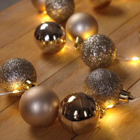 Guirlande de Noël Boules et LED sapin 2m CHAMPAGNE (1/5)