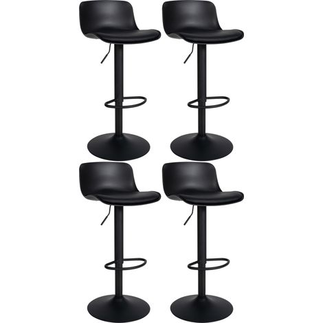 Set de 4 Taburetes de bar Almada con asiento en polipiel Negro
