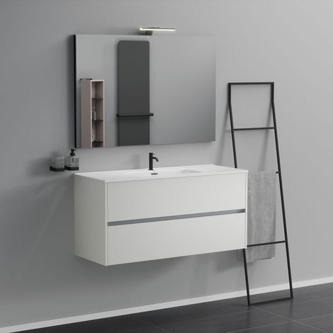 Inda - Meuble de salle de bain 2 tiroirs L.120 avec lavabo miroir (1/5)