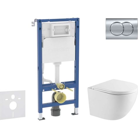 Geberit Duofix - Set Vorwandelement, WC Oudee mit Softclose-Sitz und Delta01-Betätigungsplatte, chrom glänzend SANI11CA1160