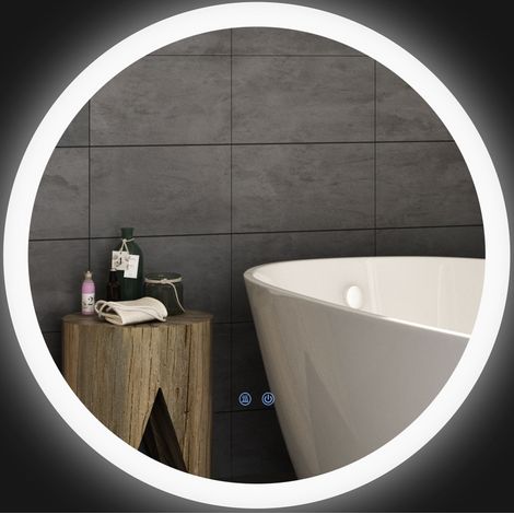 Specchio bagno LED rotondo Ø70 cm, 3 colori, IP44, antiappannamento, bianco HAVRYA (1/5)