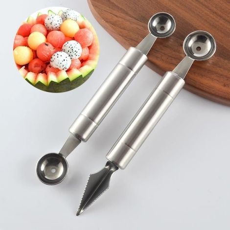 Utensile da cucina - 2 pezzi - Pelapatate - Scavino per melone - Coltello da frutta 2 in 1 (1/4)