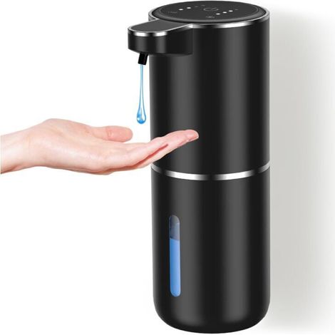 Soap Dispenser, USB C Rechargeable Wall-Mounted Soap Dispenser 380ml, 4 Adjustable Levels, Black Liquid Soap Dispenser (1/4)