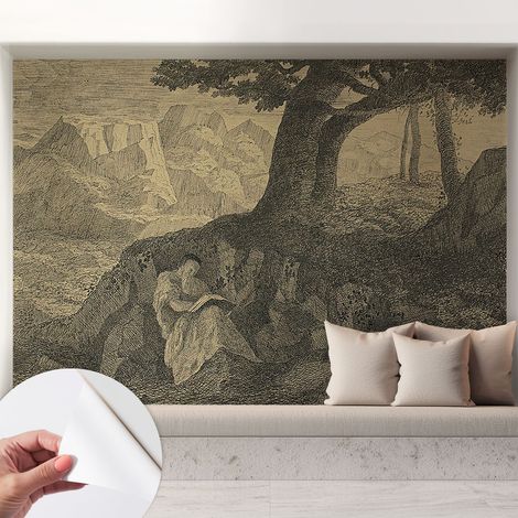 Selbstklebend Tapete modern - Wanddeko für Küche - Klebefolie Wand - luxus Look Lesende Person 208x146 cm (1/5)