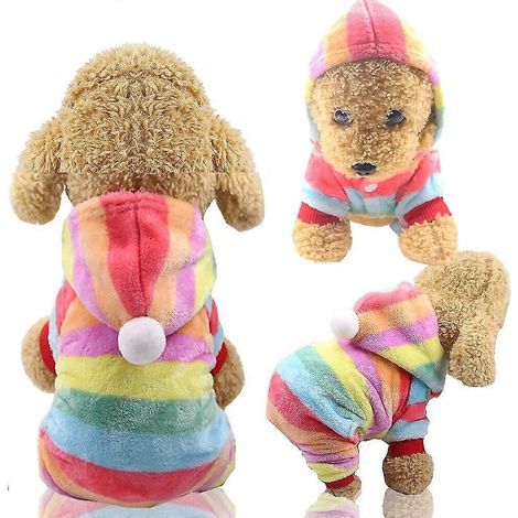 Weiche, warme Hundebekleidung für Hunde: Jumpsuits, Fleece-Hundemäntel, Jacken, Pyjamas, Chihuahua-Kleidung, Outfit, Regenbogenfarben (1/5)
