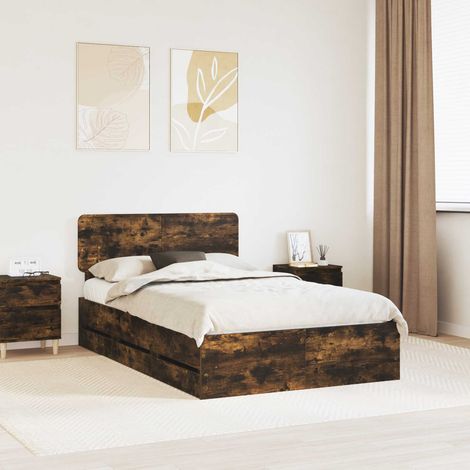 Bettrahmen Geräucherte Eiche 135 x 190 cm Holzwerkstoff (1/5)