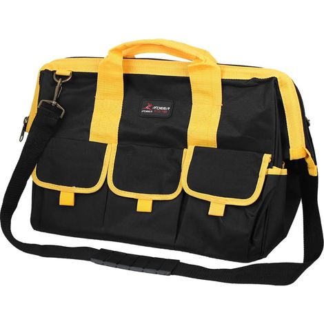 Schwarz Gelb Verstellbarer Schultergurt Nylon Elektriker Werkzeughalter Handtasche 18'' x 11''