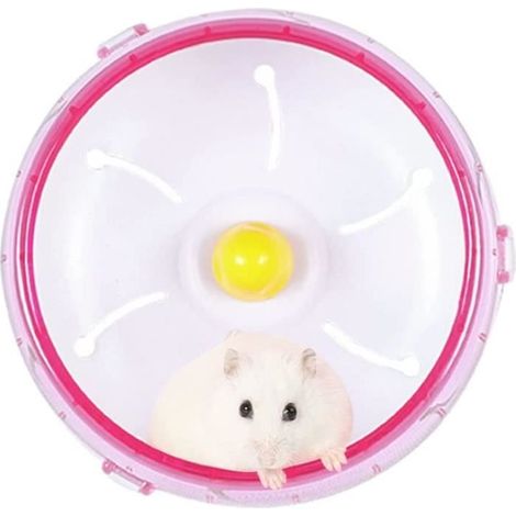 Roue de hamster - Silent Spinner - Rose - Plastique - 17,5x17,5x8,5cm - Pour rongeurs (1/4)