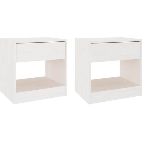 Maison Exclusive - Nachttische 2 Stk. Weiß 40x31x40 cm Massivholz (1/5)