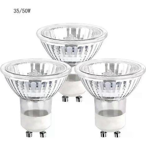ZMLEVELot de 3 ampoules GU10 (35 W et 50 W) pour lampe à effet flamme, lampe à cire fondue, lampe d'aromathérapie pour cheminée ou four à quartz, lampe chauffante (1/5)