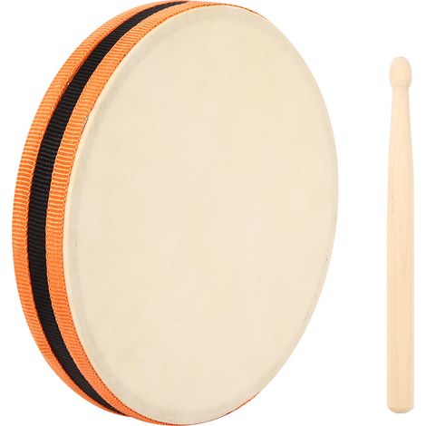 Tambour À Main - Double Face - Peau De Mouton Et Bois - Pour Enfants - 20,3 Cm - 1 Pièce