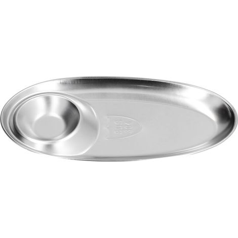 Snackplatte aus Edelstahl 304, ovale Gewürzschale in Silber, ideal für Zuhause, Outdoor und Camping (1/5)