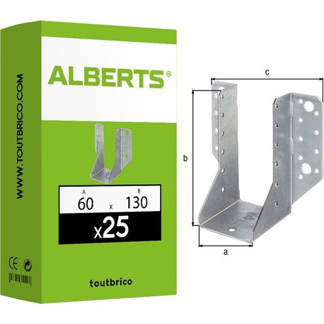 25 supports U ailes extérieures 60x130mm galvanisé
