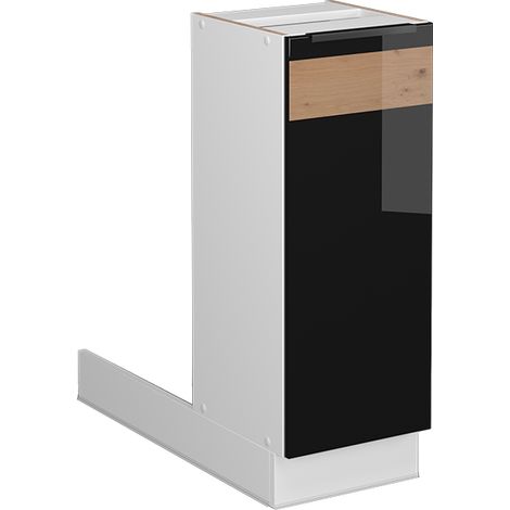 Isla de cocina Fame-Line, Roble negro alto brillo, 30 cm Sin encimera, Vicco