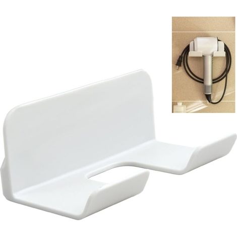 Support pour sèche-Cheveux sans perçage, Support Mural Pratique pour sèche-Cheveux, Support pour sèche-Cheveux pour Salle de Bains - Support Universel pour la Plupart des sèche Cheveux