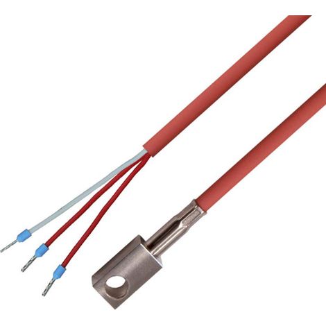 iOVEO 049OF01305 - PT100 - Sonda di superficie a 3 conduttori, blocco in acciaio INOX, sensore di temperatura, cavo in silicone fino a 200°C, 5 metri (1/3)