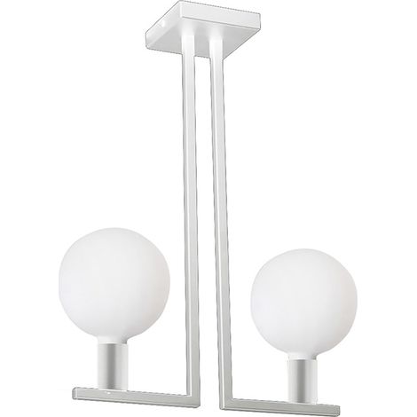 Plafonnier Twin Avec Raccordement E27 Pour Intérieur - Structure En Métal Blanc Mat 75W Ip20 - Design Décoratif - Groupe Rossini (1/5)