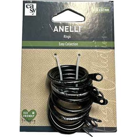 ANELLI PER SCORRITENDA A STRAPPO Ø 40x32 mm, Colore Nichel satinato - Confezione 10 pezzi