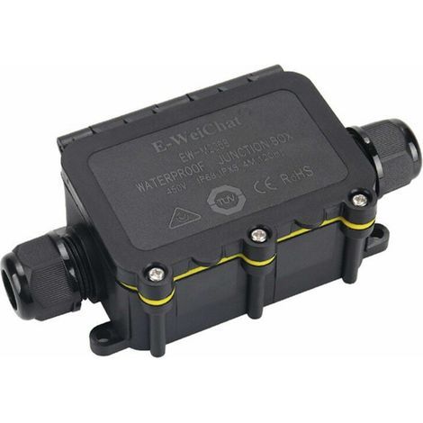 1 Pièce Boîte de Jonction Etanche IP68, Boîte de Dérivation 2 Voies Connecteurs Boîtier Éectrique Extérieur Facile à Installer pour Ø 5-12mm Diamètre du Câble, Noir (1/3)