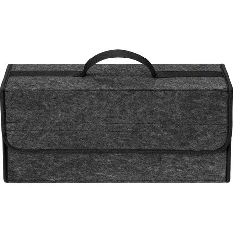 Organisateur de coffre pliable avec couvercle, velcro, 50cm, feutre, gris