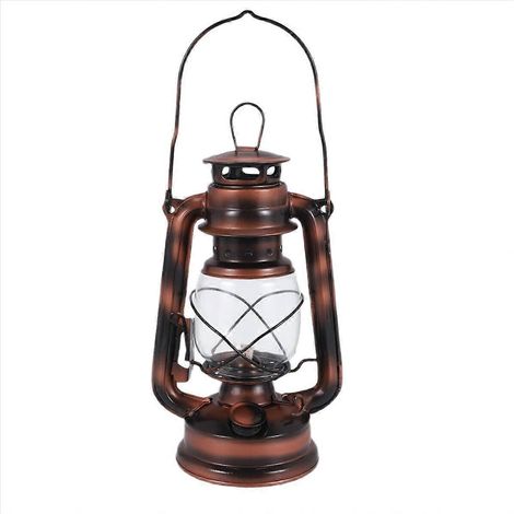 25 cm große, eisenbeschichtete Bronze-Öllampe (mit Deckel) – wasserdicht – Campinglampe (1/5)