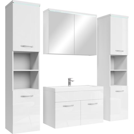 Badezimmer Badmöbel-Set Paso xl LED 80cm Waschbecken Hochglanz W
