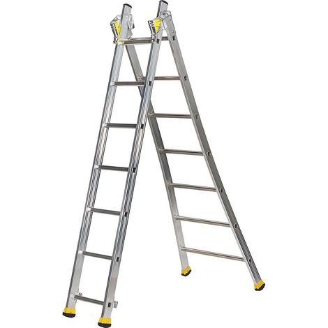 Centaure – Échelle double transformable 2x6 barreaux – Longueur max. 3.05m – Auto-stable pour travaux en intérieur et extérieur – Stabilité accrue