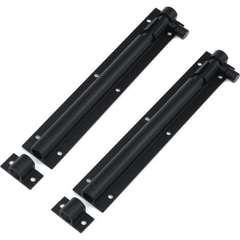 Verrou coulissant de 15 cm (6 pouces), noir mat, adapté aux portes intérieures, verrou de sécurité coulissant pour portes coulissantes - 2 pièces (1/5)