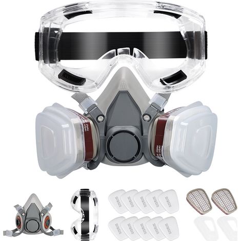 Maschera respiratoria con occhiali protettivi, 10 filtri sostituibili, kit professionale di protezione da vernice e polvere per resina per stampa 3D, realizzata in resina UV