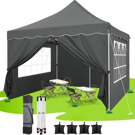Tienda de campaña plegable, refugio portátil para exteriores, diseño resistente al agua, color gris. (1/2)