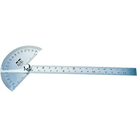 Rapporteur d'angle échancré gradué inox - Longueur de règle : 170 mm - Diamètre secteur : 90 mm - WILMART