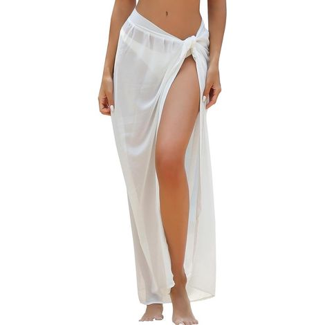 Jupe portefeuille de plage - Serviette de plage - Étole pour femmes - Douceur exquise - Étole de plage pour femmes - Châle - Paréo de maillot de bain - Jupe portefeuille de bikini - 200x95cm - Blanc (1/5)
