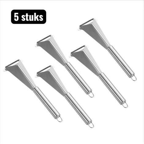 Set of 5 triangular stainless steel apple slicers for cutting fruit into slices and decorating preparations, silver finish (1/5)