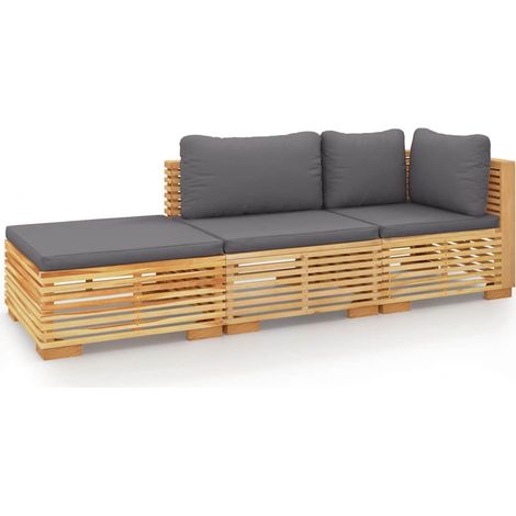 Maison Exclusive - Set Divani da Giardino 3 pz con Cuscini Legno Massello di Teak (1/5)