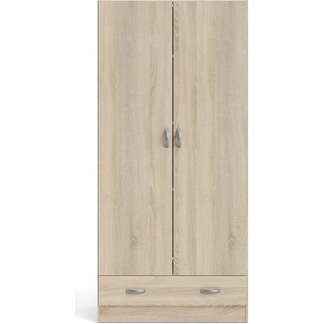 Spell Kleiderschrank 2 Türen und 1 Schublade Eichenstruktur Dekor. (1/5)