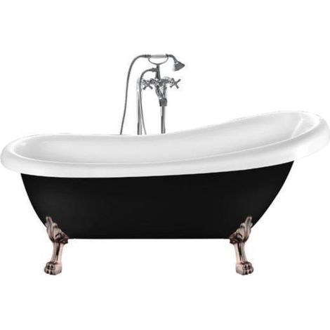Freistehende Badewanne RICHMOND schwarz Löwenfüße ALTKUPFER 171