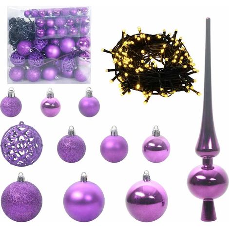 Ensemble de Boules de Noël avec 300 LED 120 pcs Lilas Plastique CFW348698 (1/5)