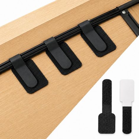 Serre-Câbles Nylon - 60 Bandes Auto-Adhésives Réutilisables - Gestion Câbles Murs Bureau TV Cuisine - Noir (1/5)