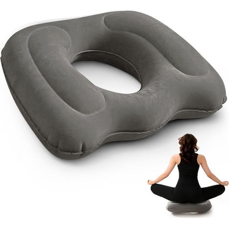 Coussin Gonflable Ergonomique pour Coccyx et Hémorroïdes, Coussin de Siège Ajustable et Portable pour Bureau, Voiture, Voyage et Confort Quotidien,Gris (1/5)