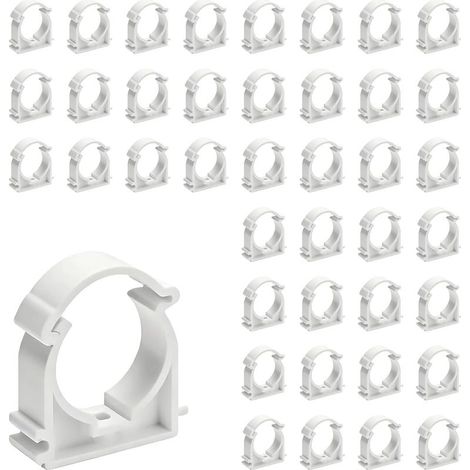 40 Pièces Collier de Serrage 16 mm en Plastique,Clip pour Tuyau Ø16,Collier de Serrage en U en PVC,pour Fixation de Tuyaux Vides,Conduites D'eau(Blanc,Montage Mural Possible) (1/5)