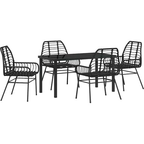 Maison Exclusive - Set da Pranzo per Giardino 5 pcs Nero polyrattan (1/5)