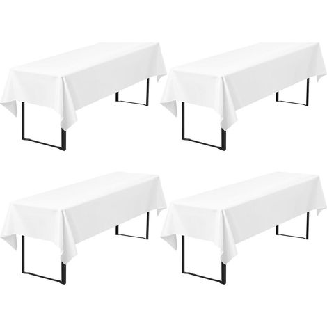 4er-Pack Biertischdecken 260x110cm Weiß, Polyester, waschbar, für Bierzeltgarnituren