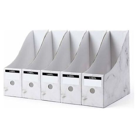 5 Pcs Porte-revues, Fichier Boîte Range-revue pour Rangement Organisateur Document Papier A4 Magazine Livre de Bureau École Maison (Blanc) (1/5)