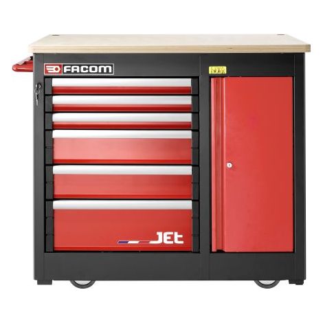 Facom – Servante d'atelier roulante 6 tiroirs – Longueur 1.22m – Largeur 670mm – Hauteur 1.02m – Charge maximale élevée